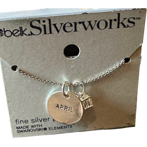 Belk Silverworks Silver Plated April Birthstone Necklace With Swarovski Elements - Picture 1 of 2